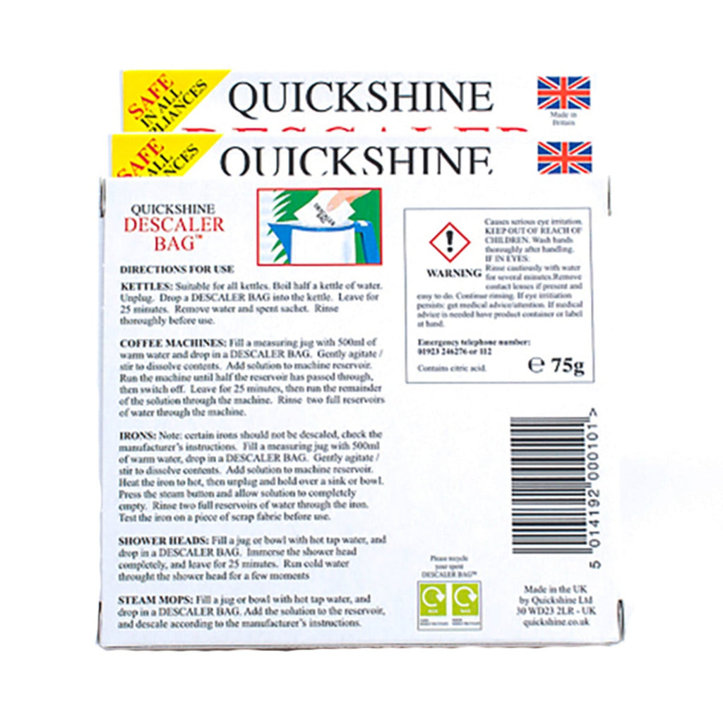 3 Quickshine Kettle Limescale Descaler Sachets
