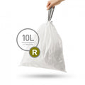20 simplehuman Size R Drawstring Bin Liners - White Bags 10L