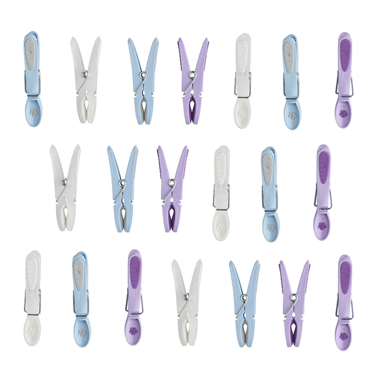 20 Flower Design Soft Grip Clothes Pegs