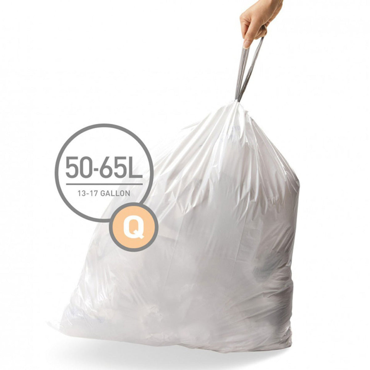 20 simplehuman Size Q Drawstring Bin Liners White Bags 50-65L