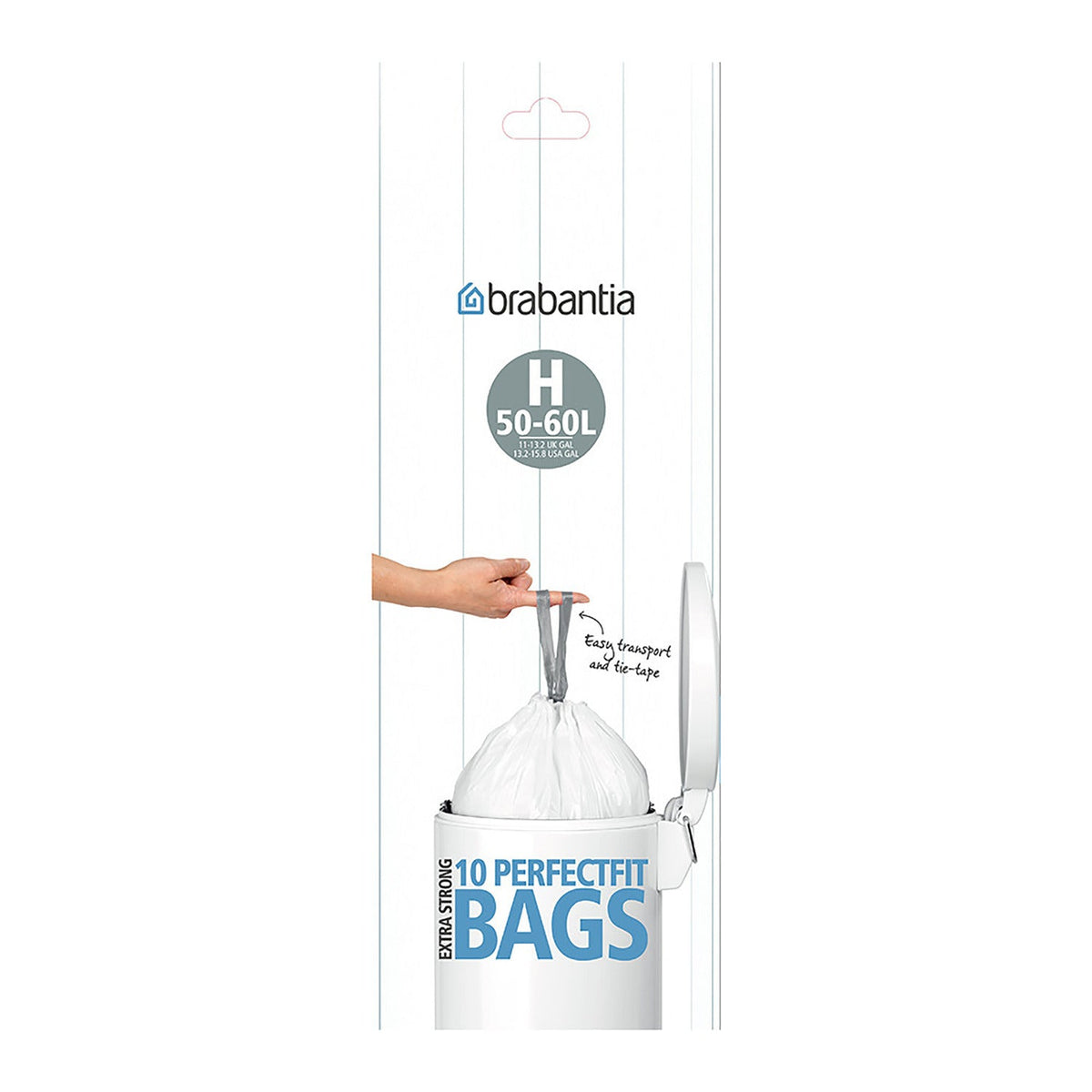 10 Brabantia Size H PerfectFit Drawstring Bin Bags 50-60L