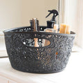 Lace-Effect Storage Tub Black