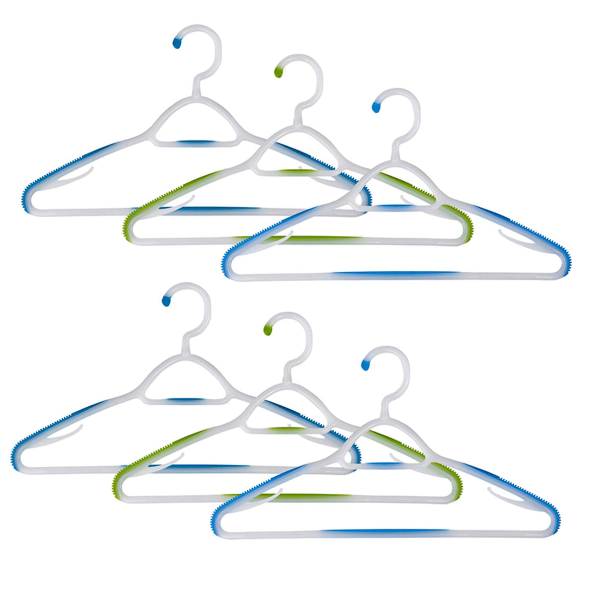 Soft Grip Non Slip Clothes Hangers Aqua 6 Pack