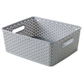 Medium Faux Rattan Storage Basket Grey