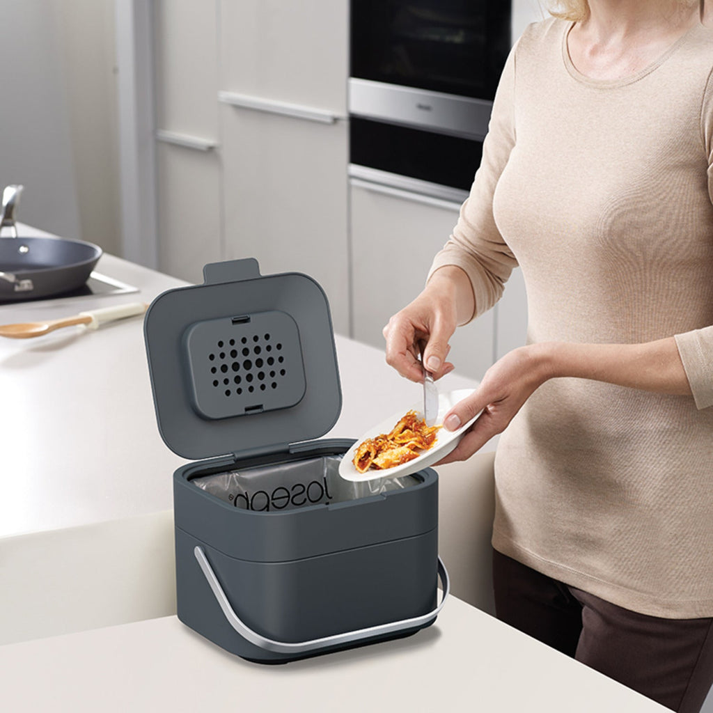 Joseph Joseph Stack 4 Food Waste Caddy with Odour Filter - Graphite