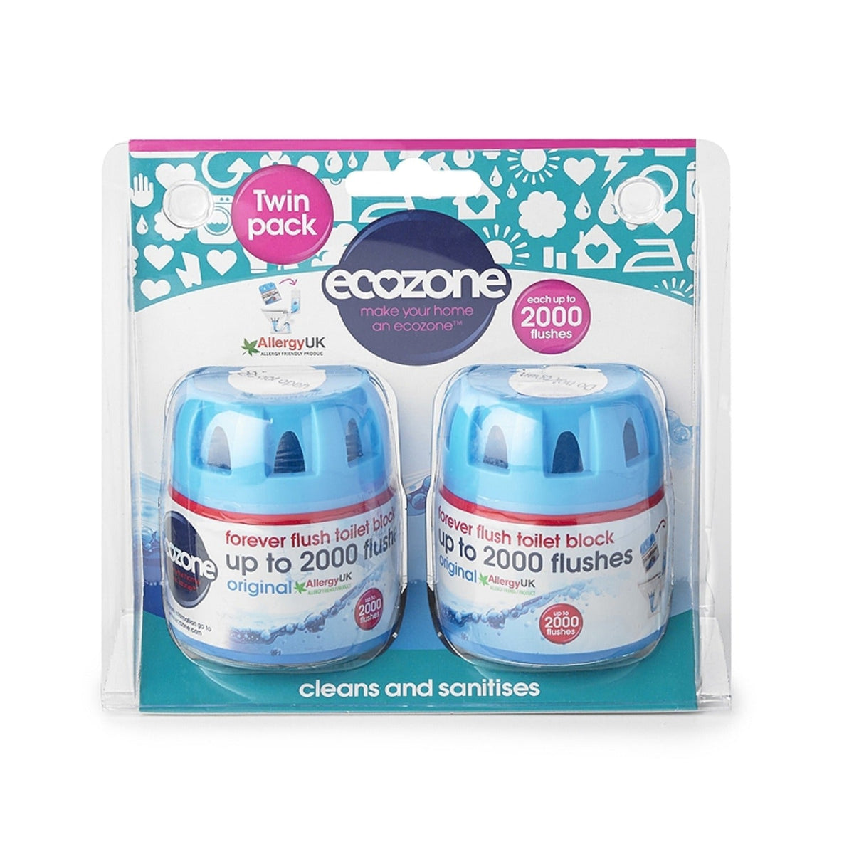 Ecozone Forever Flush 2000 Toilet Cleaner Blocks 2 Pack