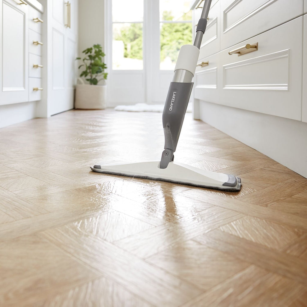 Lakeland Spray Mop with 2 Aluminium Bottles Grey and White