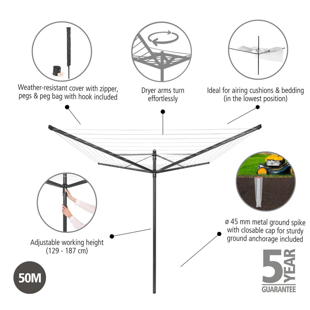 Brabantia 50M Lift-O-Matic Rotary Airer Bundle