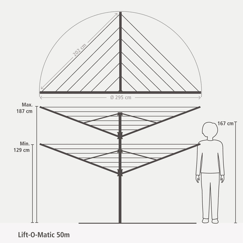 Brabantia 50M Lift-O-Matic Rotary Airer Bundle