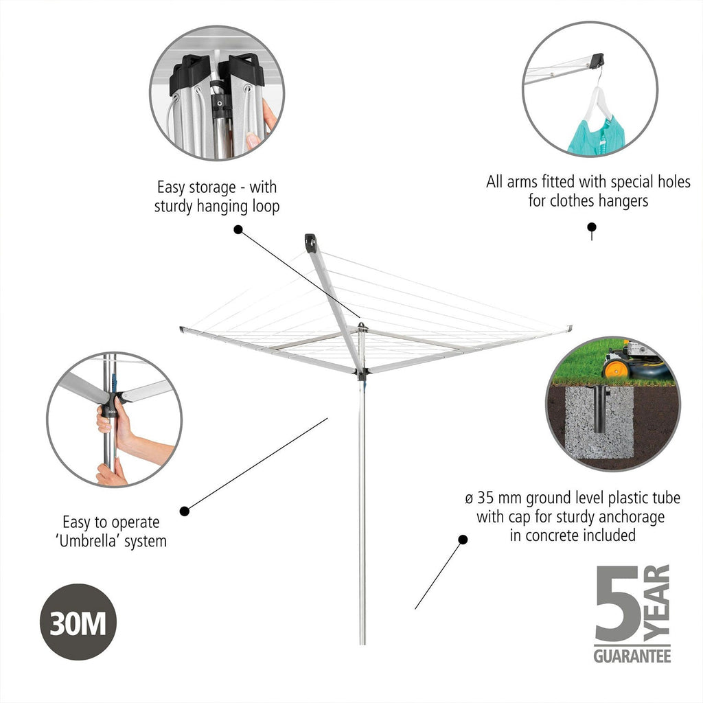 Brabantia 30m Essentials Rotary Airer with Ground Tube