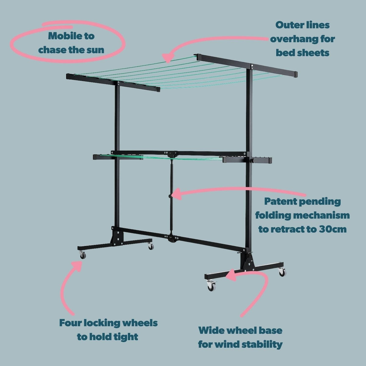 High & Dry Portable & Retractable Clothes Airer