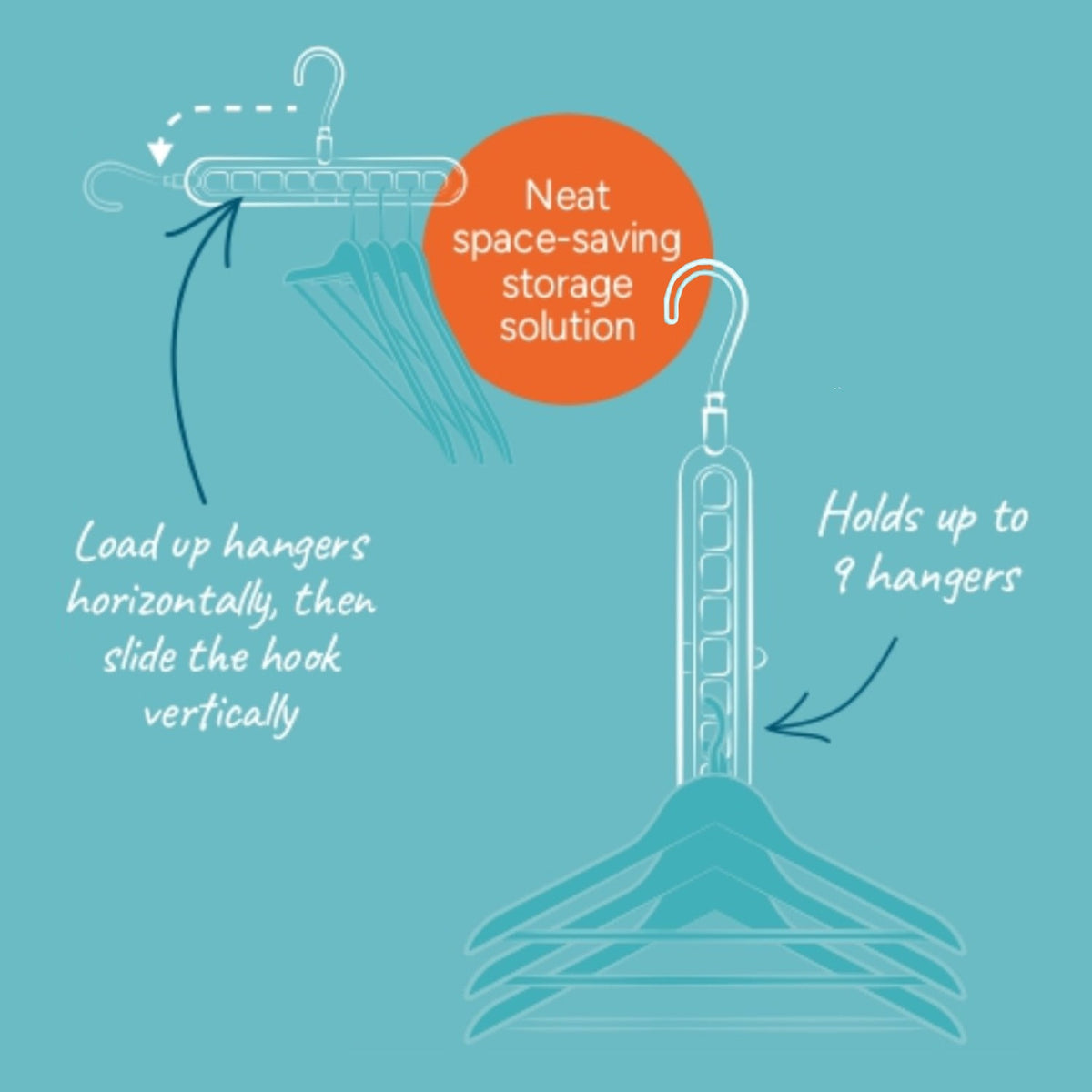 Lakeland Waterfall Space-Saving Hanger