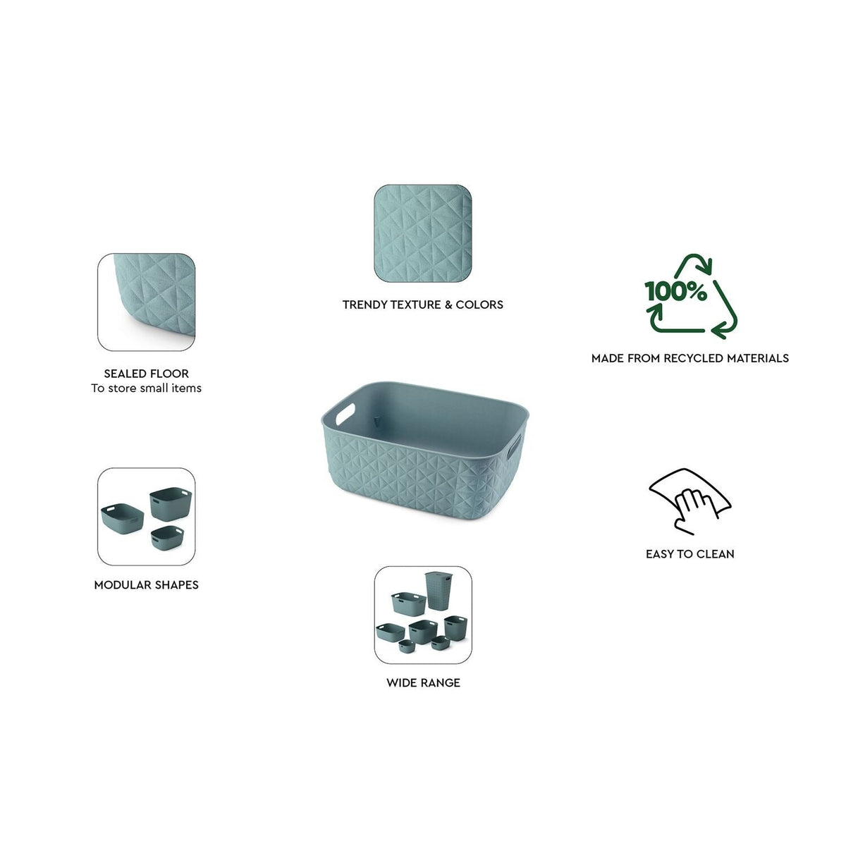 Curver Softex 12.5L Storage Basket – Teal