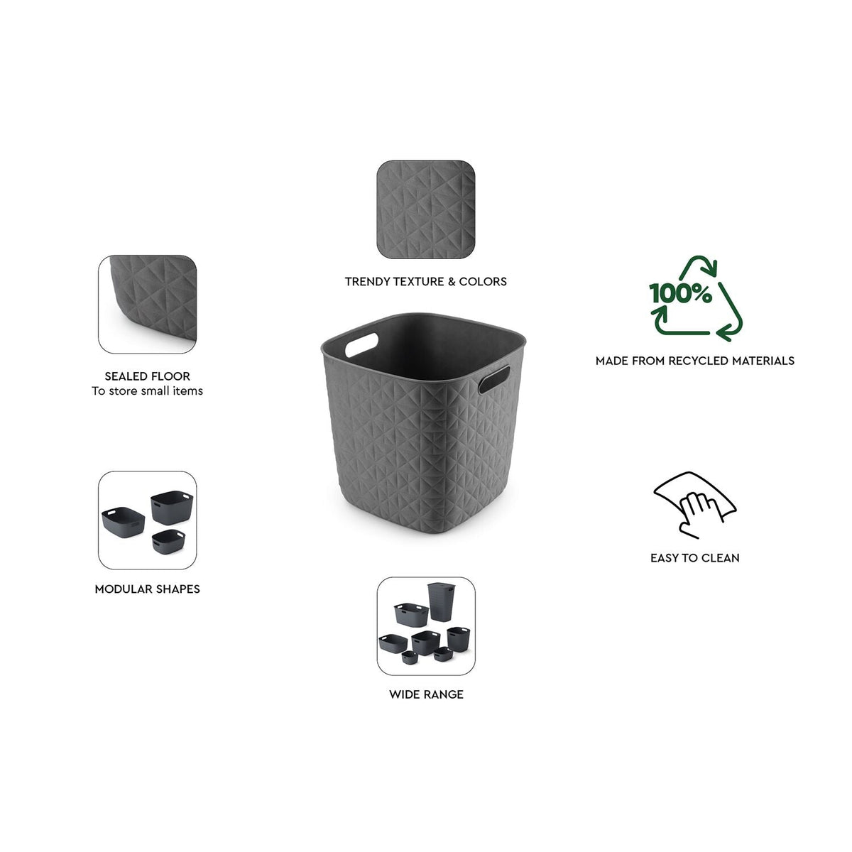 Curver Softex 15L Storage Basket – Dark Grey