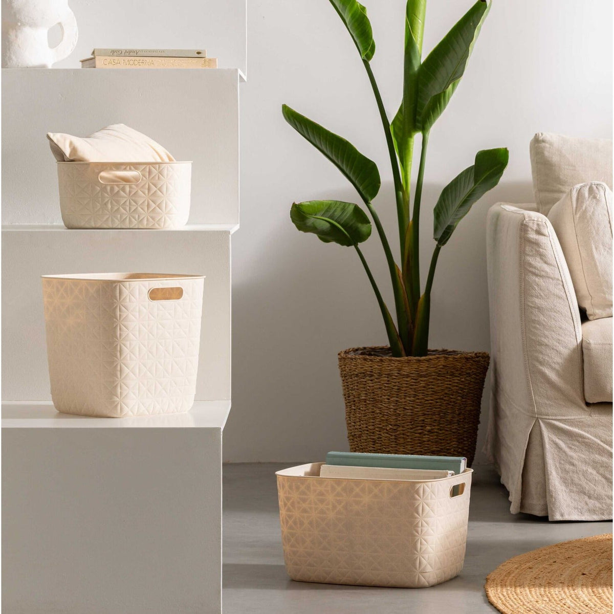 Curver Softex 19L Storage Basket – Chalk White