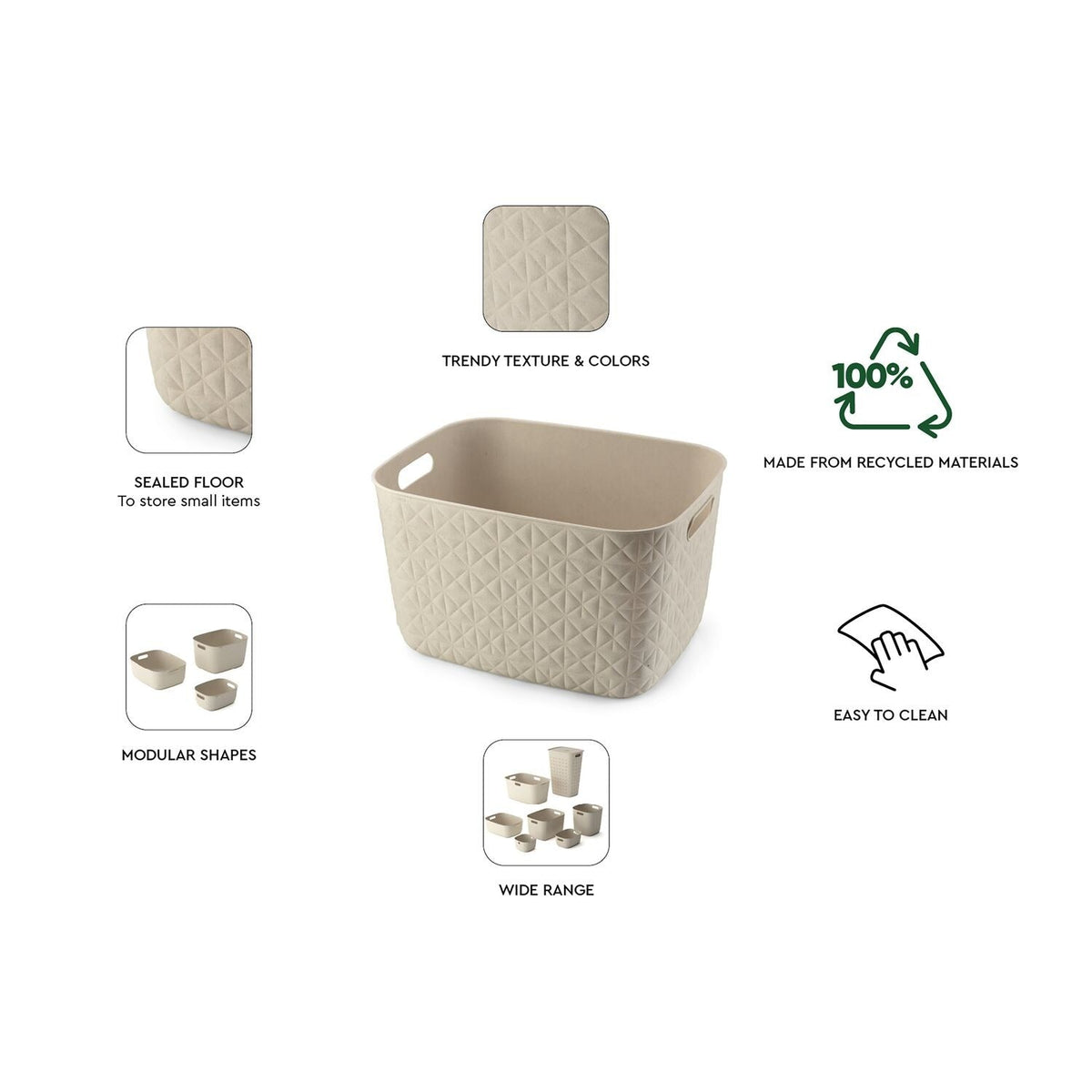 Curver Softex 19L Storage Basket – Chalk White