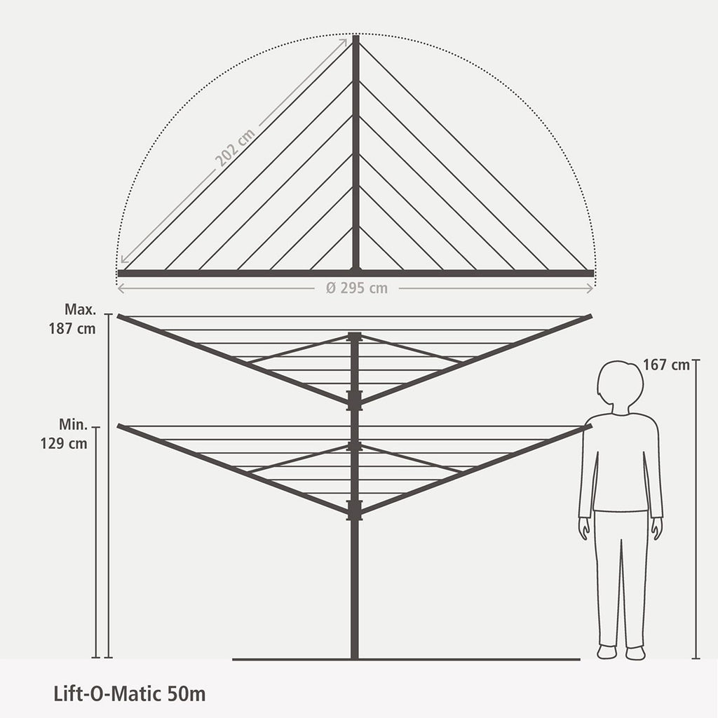 Brabantia 50M Lift-O-Matic Rotary Airer Bundle