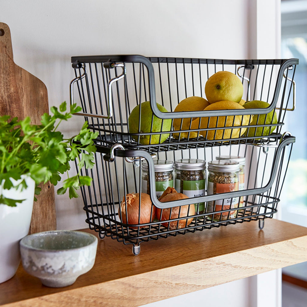 Lakeland Small Multi-Purpose Stackable Wire Storage Basket - Black