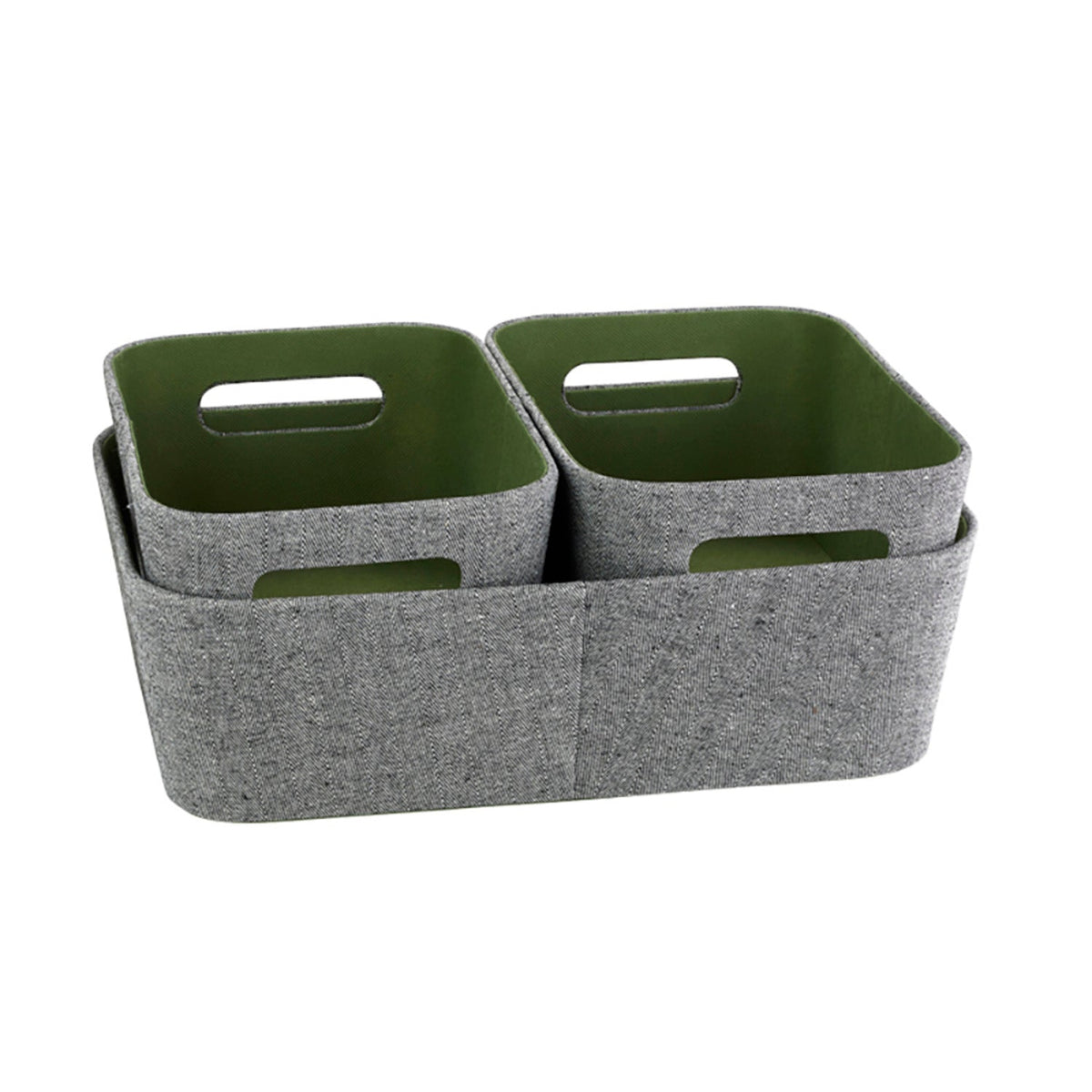 Lakeland 3 Grey & Green Storage Baskets