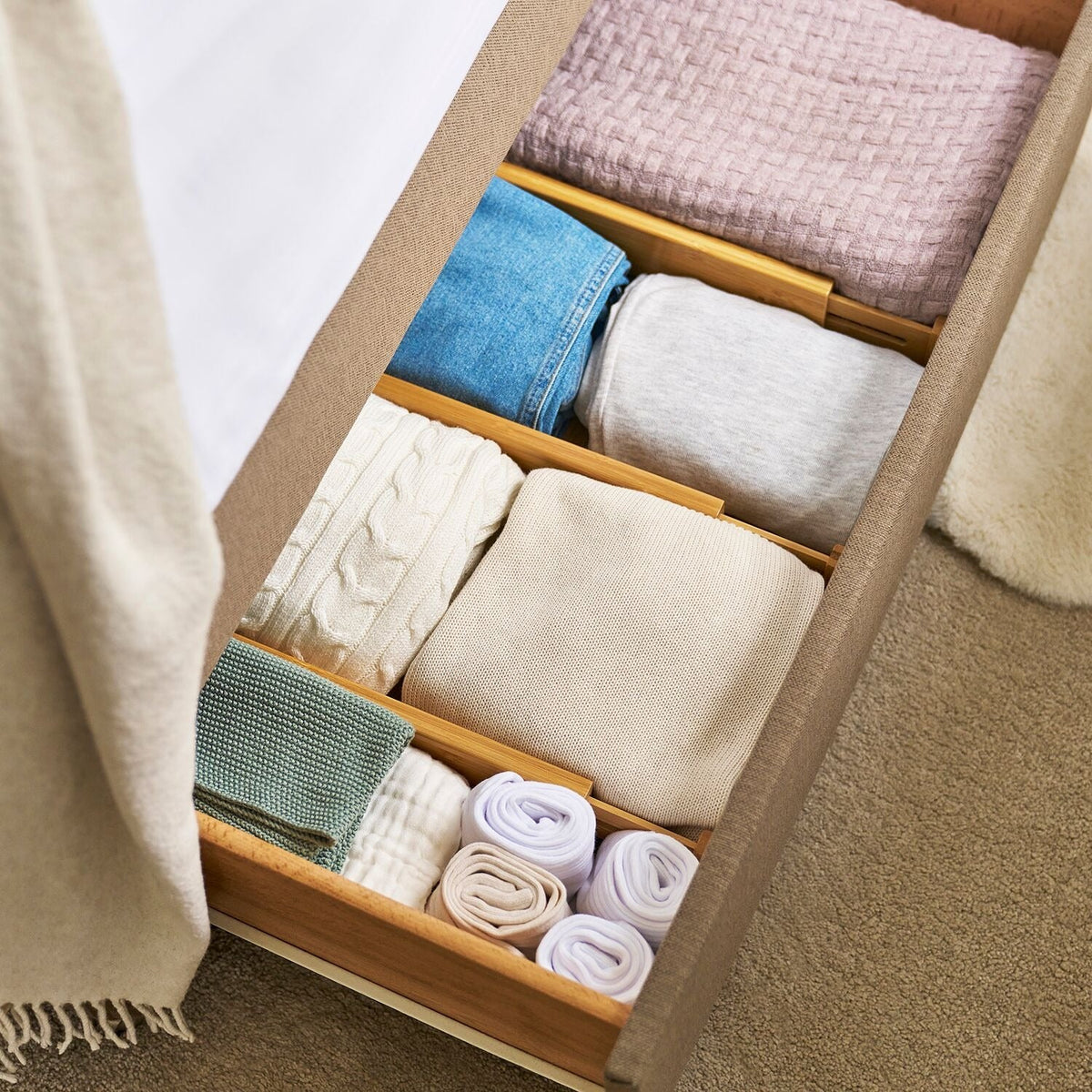 Lakeland Bamboo Drawer Dividers Set of 4